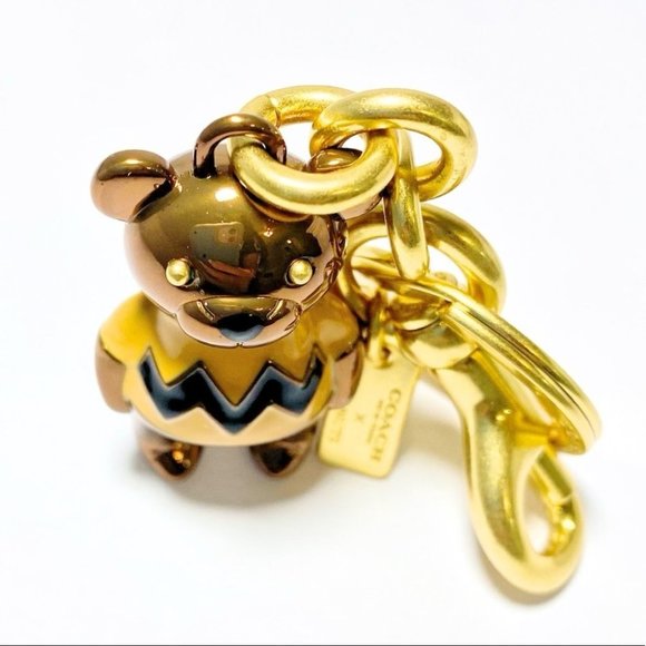 Coach X Peanuts Charlie Brown Bear Bag Keychain Charm #5398 NWT - Picture 5 of 7